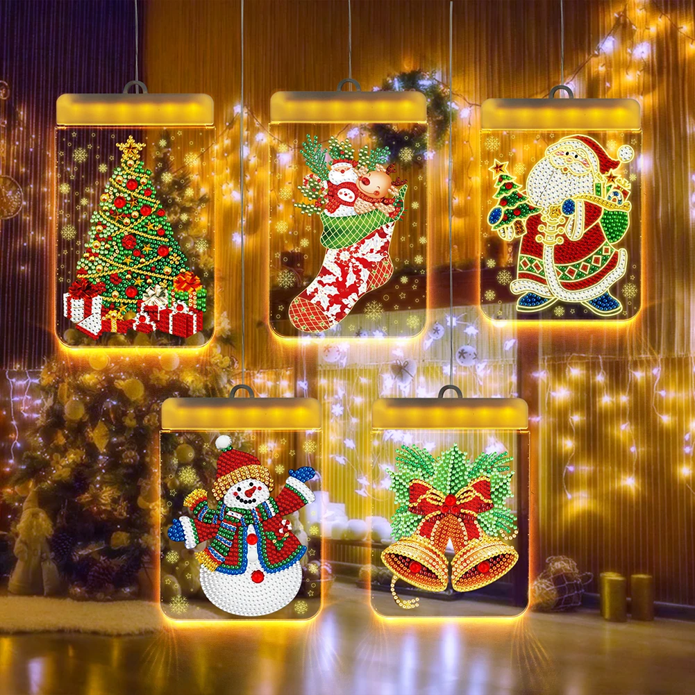 Diy Diamond Painting Christmas Led Hanging Lights Special Shaped Drill  Sucker Ornaments Lamp For Window Home Wall Decoration - Diamond Painting  Cross Stitch - AliExpress