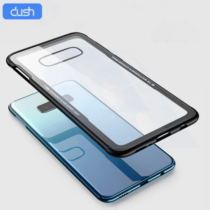 

DUSH Glass Mobile Phone Case Simple Transparent Protective Cover for Samsung S10 / S10plus / S10E.