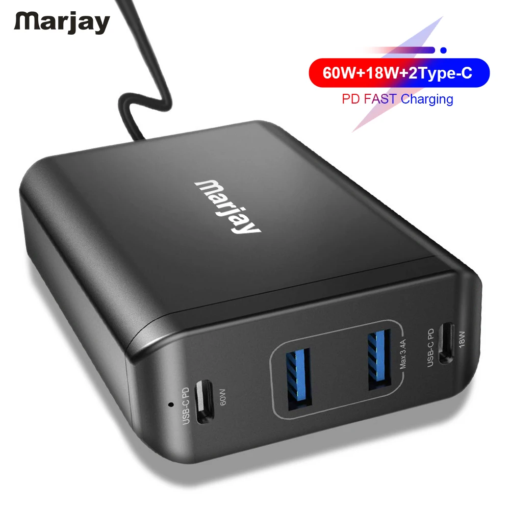 Marjay 60 Вт PD Быстрая зарядка 3,0 USB зарядное устройство для iPhone samsung Мульти USB зарядное устройство для iPad Macbook быстрое зарядное устройство для huawei Xiaomi