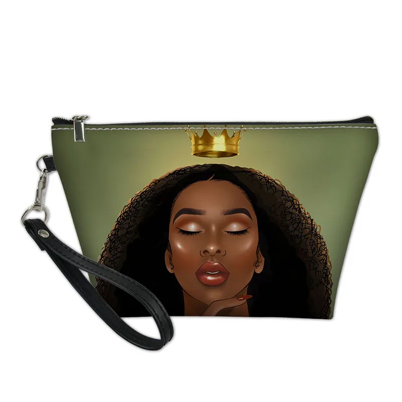 HYCOOL слинг Косметичка женская Золотая Корона африканская Черная Королева принт