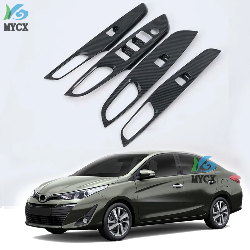 Для Toyota VIOS украшение автомобиля ABS хром/углеродного волокна Матовая дверь окно подлокотник Крышка переключатель панель отделка молдингом