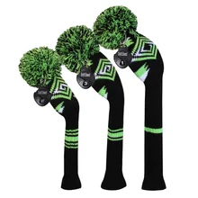 Зеленый Черный Белый Абстрактный Узор Вязаный Гольф головные уборы для дерева водителя, фарватера и гибрида, с номером тега 1#3#5