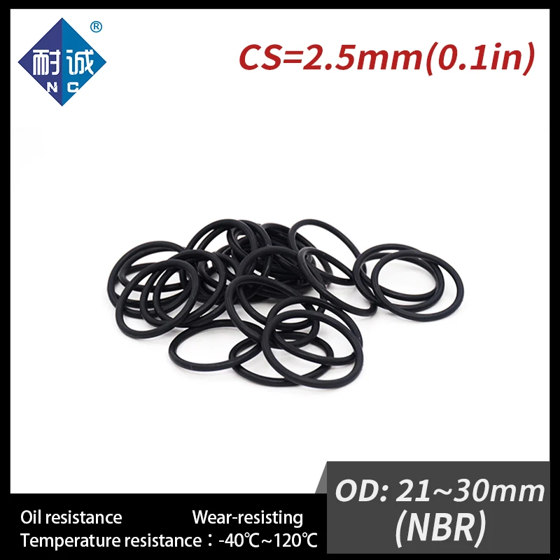 10 개/몫 고무 검정색 NBR 두께 CS2.5 OD21/22/23/24/25/26/27/28/29/30*2.5mm O 링 가스켓 내유성 방수.-.