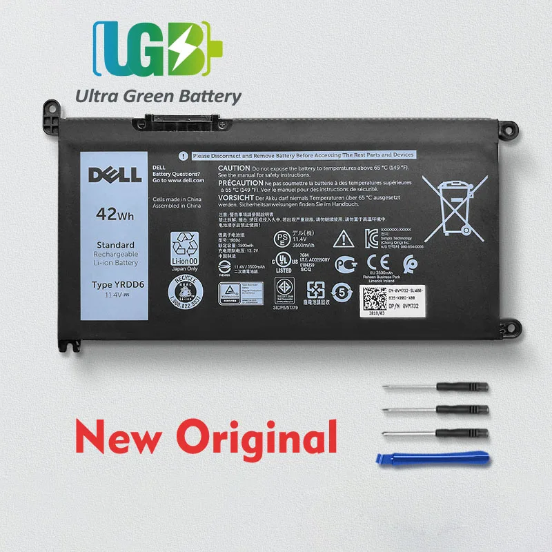 UGB новый оригинальный 33YDH YRDD6 Аккумулятор для Dell Inspiron 14 15 7000 7560 7572 7586 5481 5486 5488 5493 5582