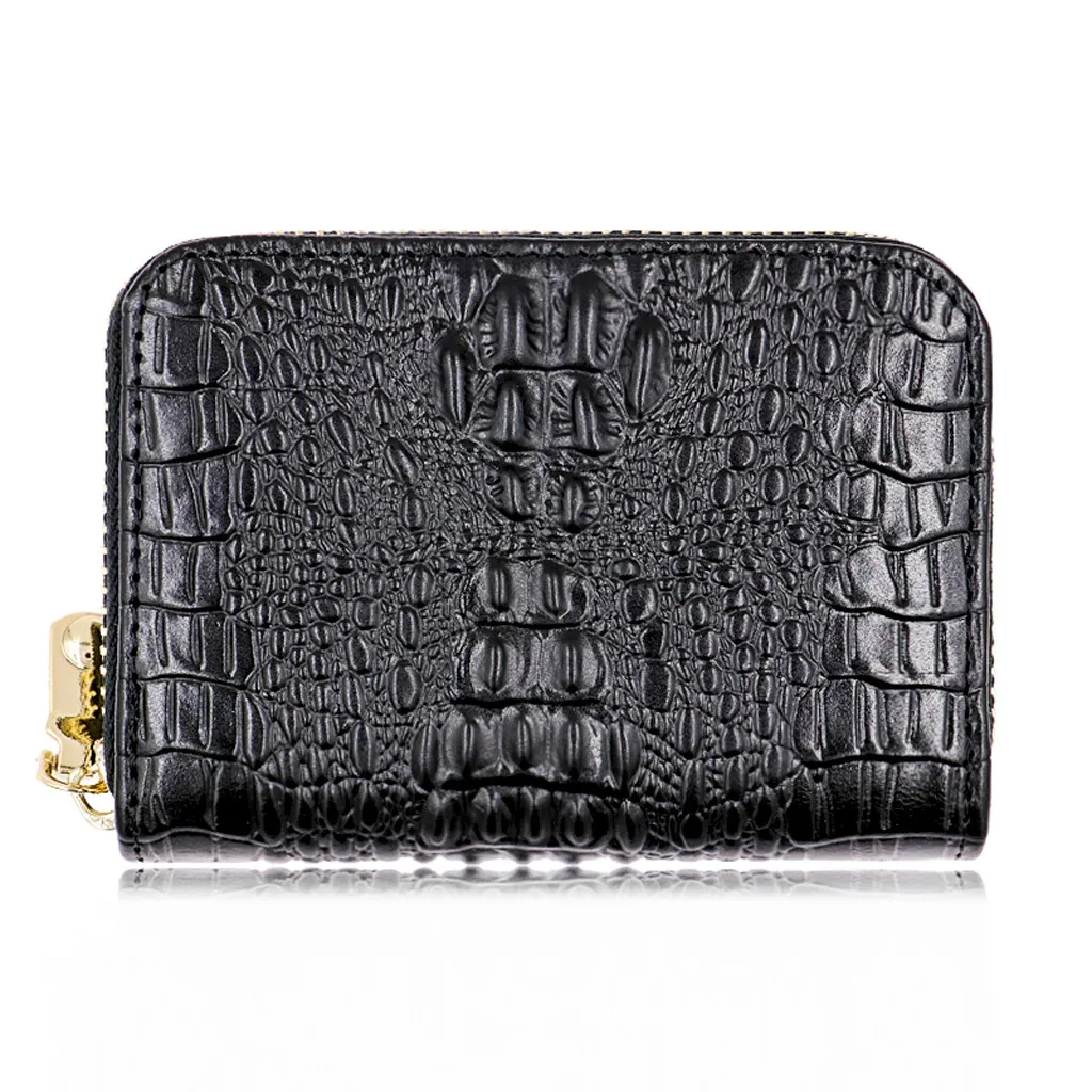 Credit Card Holder Wallet Women Compact Slim Blocked Zip Accordian Cards Female Business Card Holder PU Leather Card Case