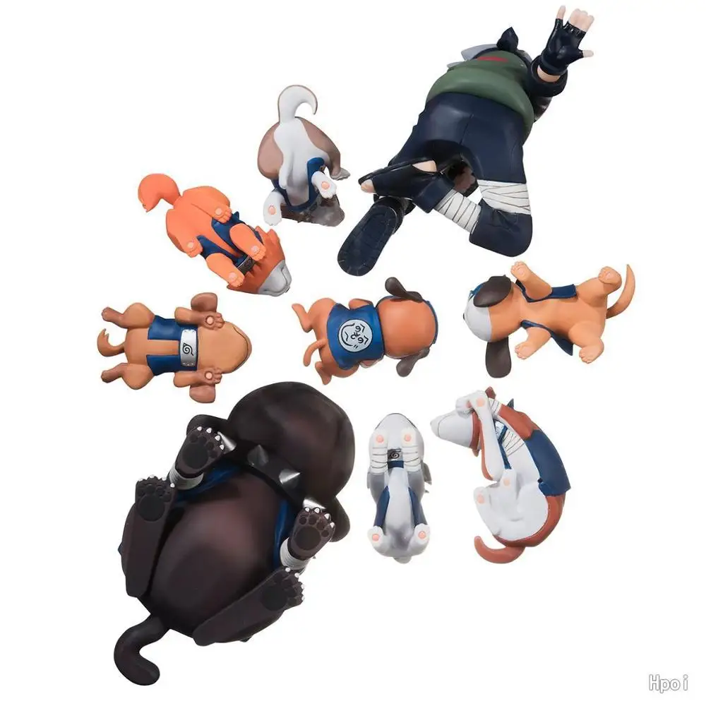 

Anime 9pcs/set Naruto Shippuden Hatake Kakashi Eight Ren Dogs PVC Action Figures Collectible Model Toy Birthday Gift For Kid