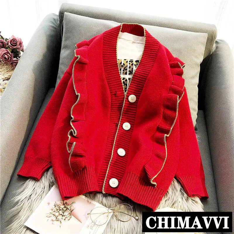 

New Fashion Women's Sweater Autumn and Winter Pure Color Knit Cardigan Coat Lazy Wind Student Thicken Knitwear Loose Coats