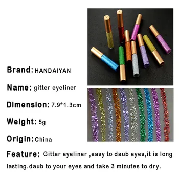 Eyeliner Liquid Pen Thin Waterproof Long Lasting Shining Glitter Shimmer Makeup Easy To Color Eyeliner