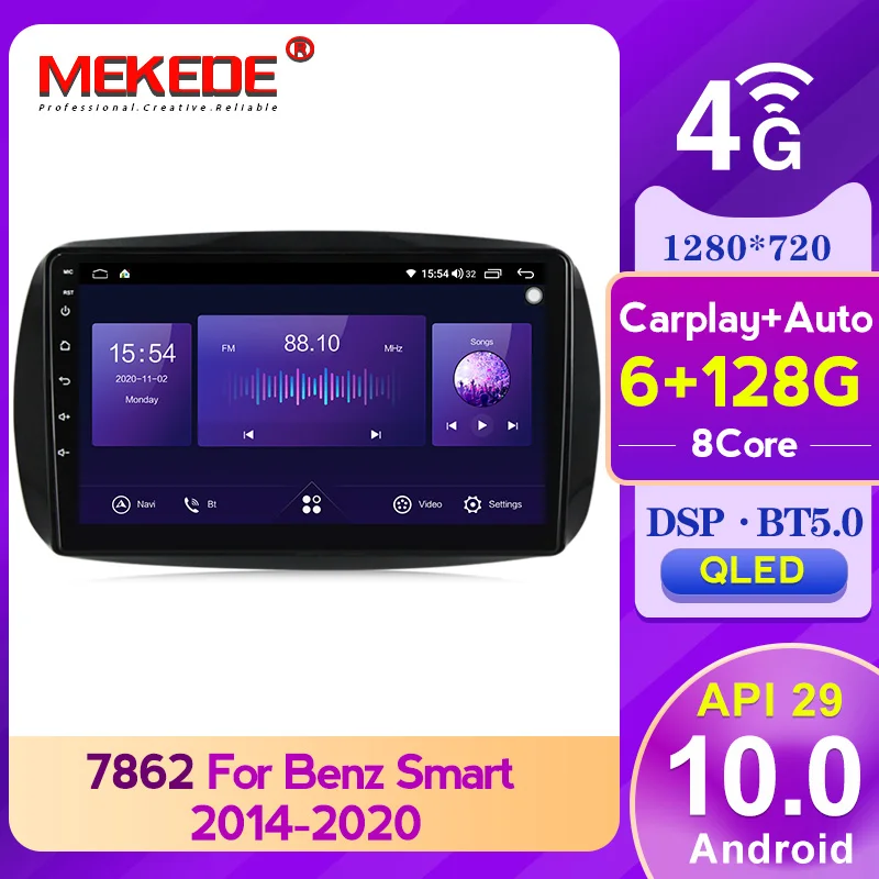 8-ядерный 6 ГБ + 128 Гб QLED 1280*720 Carplay Android 10 0 автомобильный GPS-радиоплеер для Smart Fortwo 3 C453