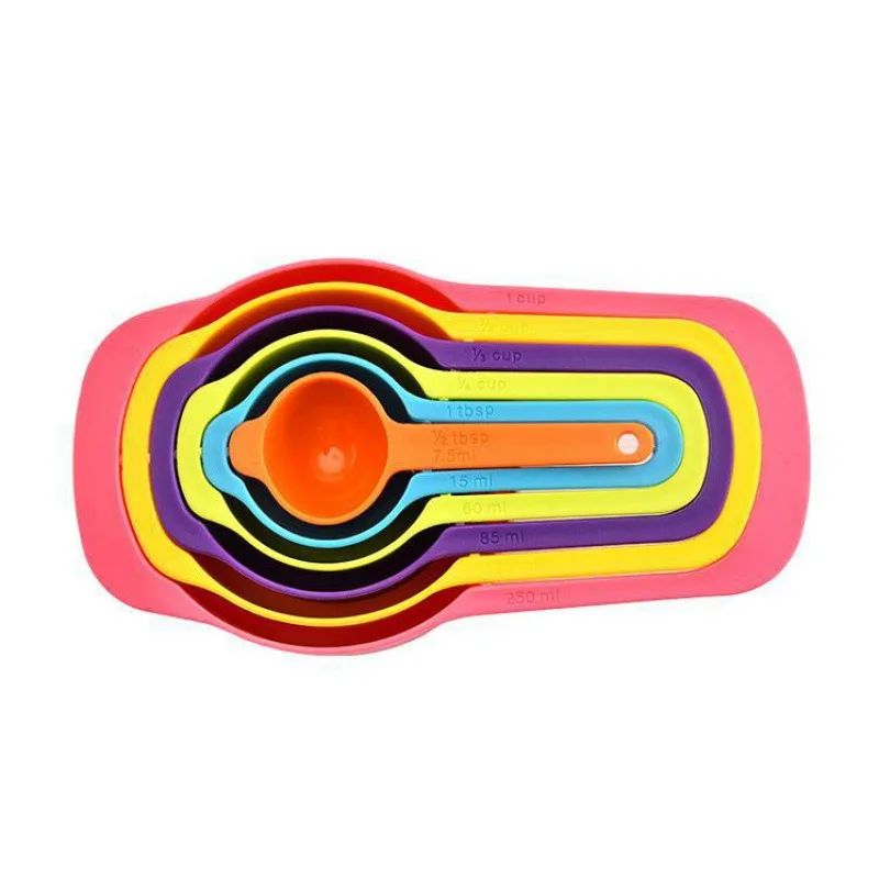 Stall Food Grade Rainbow 6 Pieces Measuring Spoon Measuring Spoon DIY Bakery Flour Flavoring Meter Cup Random Color
