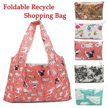 

Thick Magic Style Polyester Large Tote ECO Reusable Polyester Portable Shoulder Handbag Cartoon Folding Shopping Bag