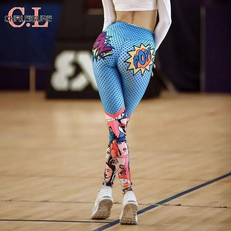 CHRLEISURE Women Digital Printing Leggings Workout Leggings High Waist Push Up Leggins Mujer Fitness Leggings Feminina Pants