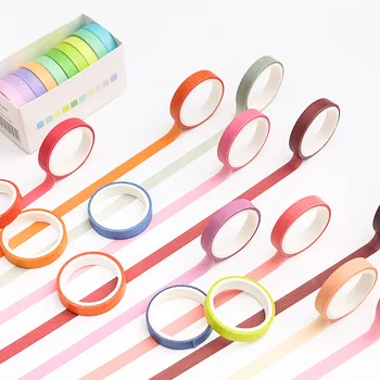 

Office note stickers student memo stickers solid color and paper tape set simple 10 rolled into DIY decoration 8mm memo book