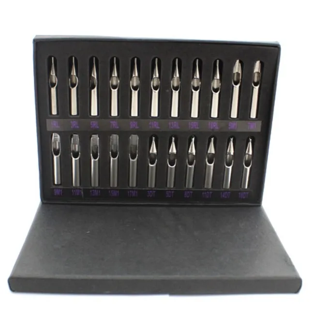 High quality 22 PCs 304 Assorted Stainless Steel Tattoo Tips Kit Professional Gun
