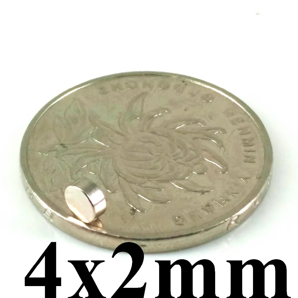 Бесплатная доставка 500 шт. disc4x2mm N35 редкоземельных Супер неодимовые магниты объемных магнитов ndfeb никель 4*2 мм