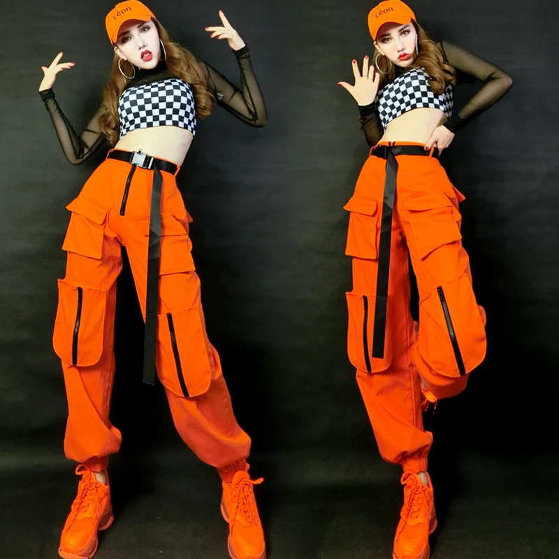 Hip Hop Costumes Adults Orange Pants 