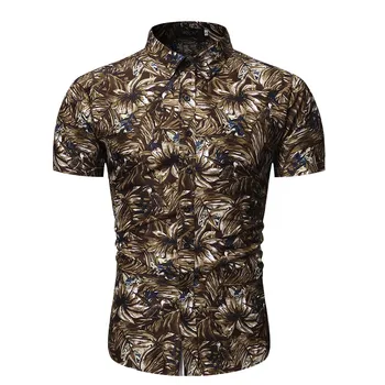 

Shirt Men Personality Print Short Sleeve Blouse Male Casual Wild Loose Shirts Spring Summer New 2020