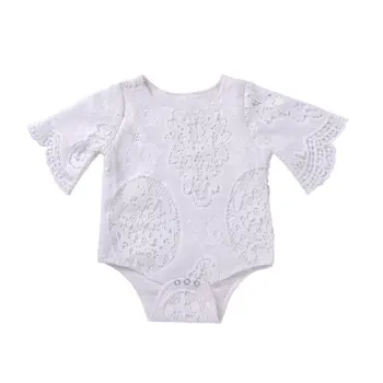 

Lovely Newborn Infants Baby Girls Lace Bat Sleeve O-neck Cotton Toddler Bodysuit Romper Jumpsuit Outfits Daily Wear
