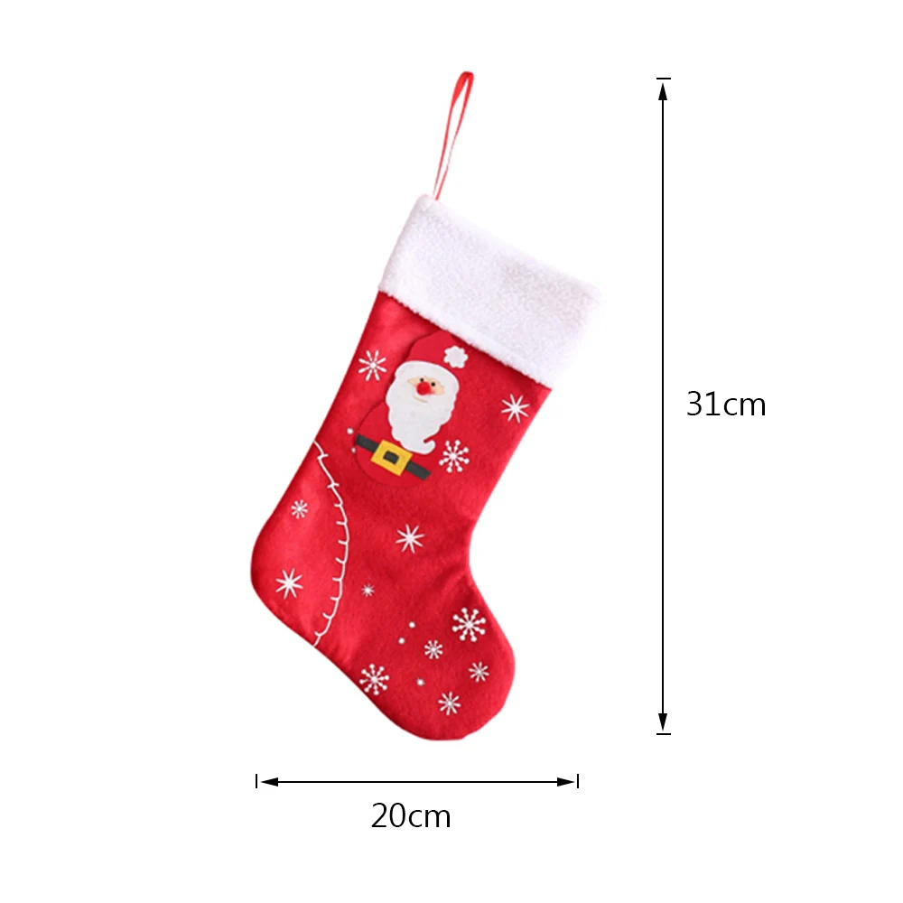 В виде рождественских чулков Санта Клаус носки рождественские украшения аксессуары подарок Детская конфетная сумка для Гостиная дома елочные украшения - Цвет: 31x20cm