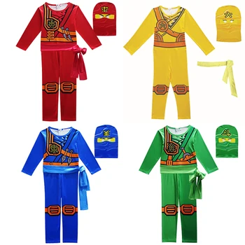 

Kid Ninjago Costumes Ninja Cosplay Boys Anime Clothes Children Halloween Christmas Party Purim Superhero Jumpsuit Costume