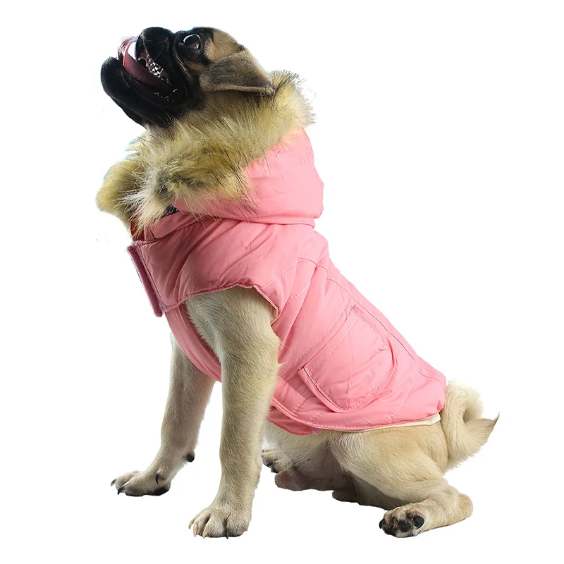 Теплая одежда для собак, зимняя куртка для собак, теплая куртка для щенков, одежда с капюшоном для чихуахуа, Йоркской собаки, зимняя одежда, одежда для домашних животных - Цвет: Розовый