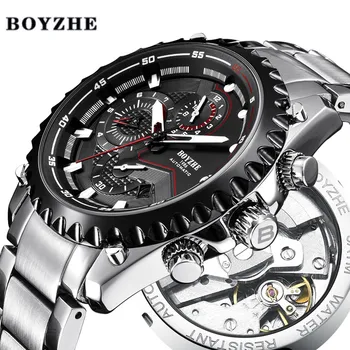 

BOYZHE 2020 New Men Automatic Mechanical Watch Waterproof Sport Luxury Brand Watch Men Stainless Steel Watches Relogio Masculino