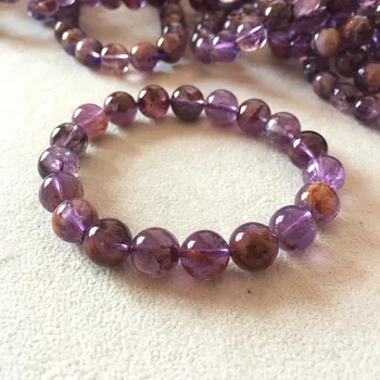 

Natural crystal purple titanium crystal single ring bracelet