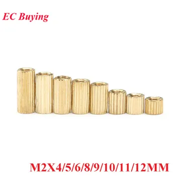 

50pcs M2X4/5/6/8/9/10/11/12 mm Brass Round Standoff Spacer Female M2 Brass Threaded Spacer Double Pass M2*4/5/6/8/9/10/11/12 mm