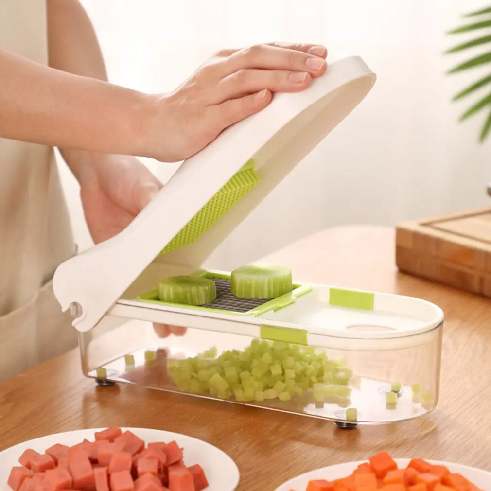 Practical ractical Vegetable Chopper Stainless Steel Vegetable Dicer Chopper Slicer Cutter For Mushroom Cucumber Carrot 4