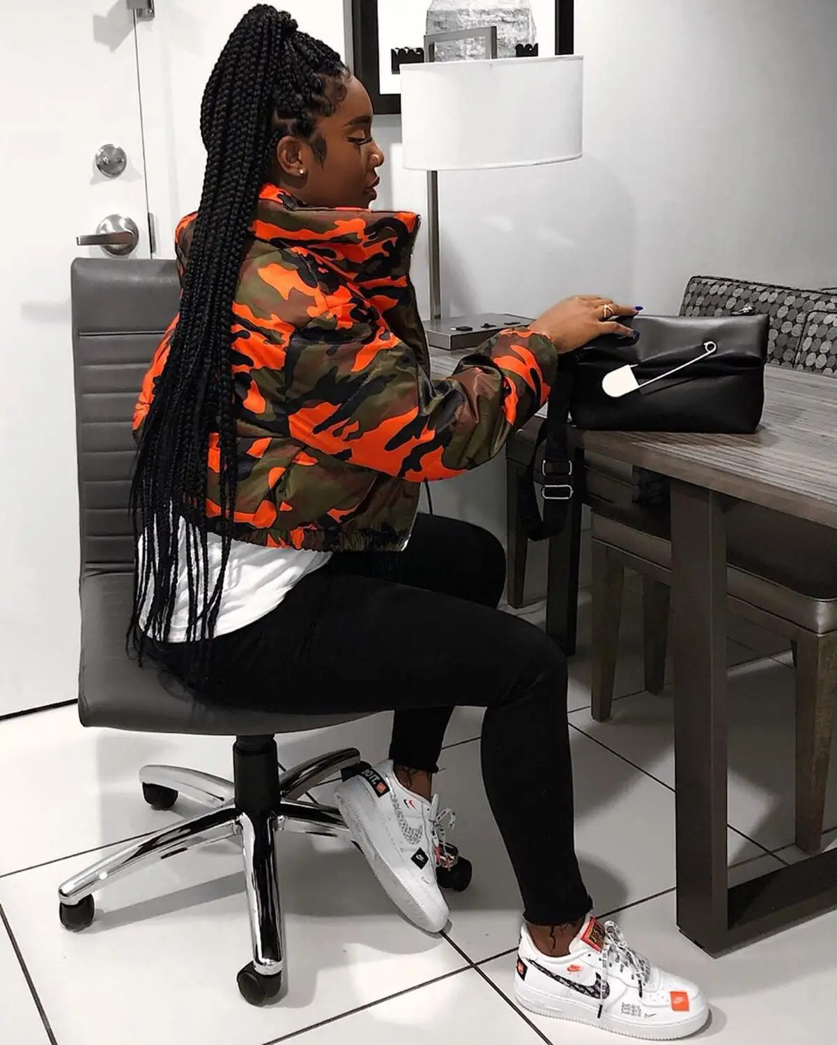 Goedkoop 2020 Winter Vrouwen Korte Parka Hoge Kraag Volledige Mouw Rits Camouflage Afdrukken Jas High Street Buitenste Night Club Jacket Tops