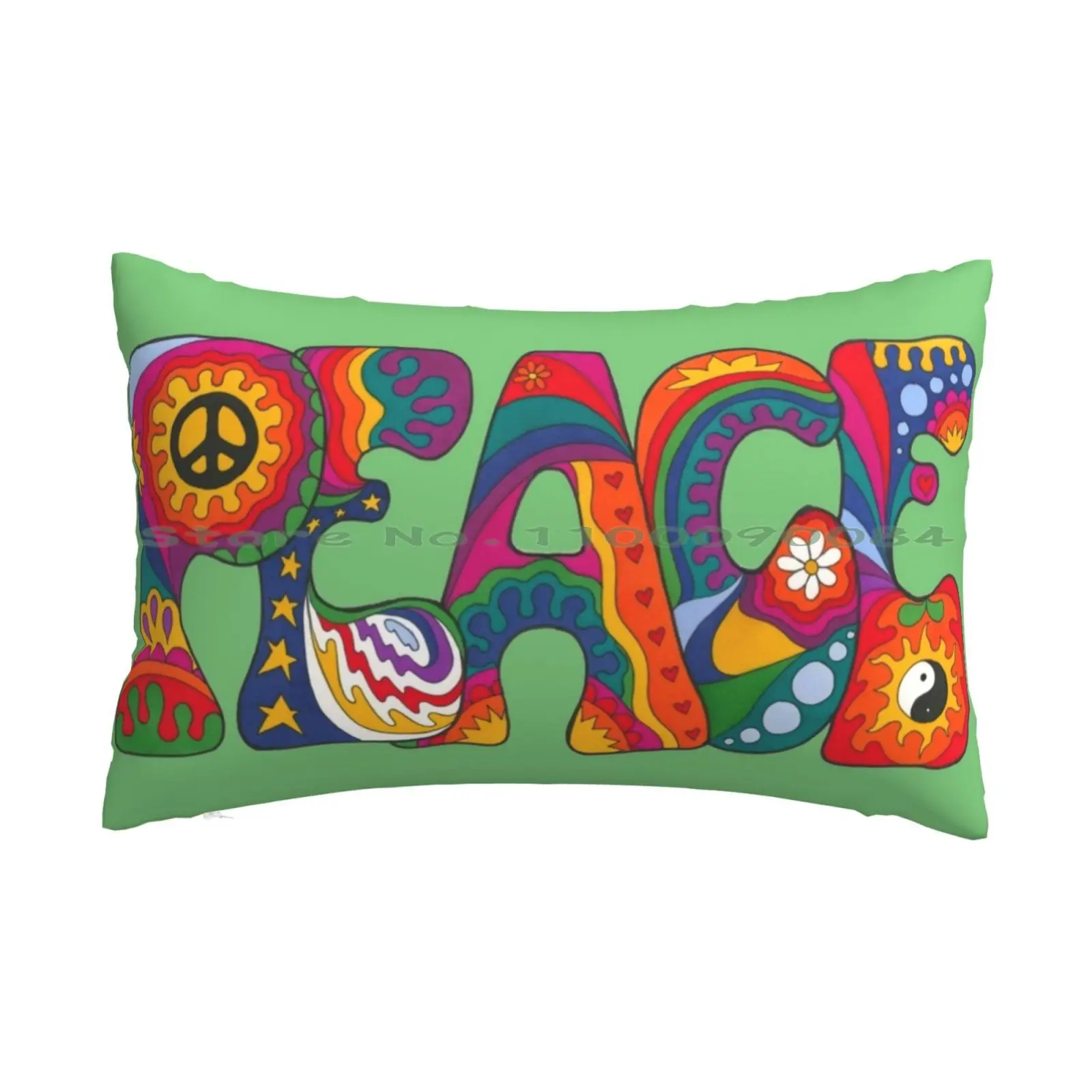 

Psychedelic Peace Pillow Case 20x30 50*75 Sofa Bedroom Peace Love 60s 70s Hippy Hippie Colourful Cool Unique Sign Symbol