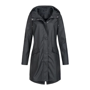 

Women's Coat Ladies Winter Long Sleeves Jacket Hooded Cardigan Outerwear Button Casual Pockets