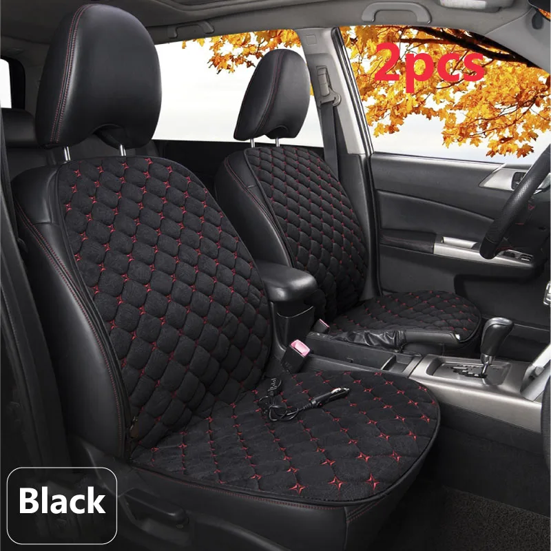 2 cushions-black-SA Автомобильная грелка 12 В, автомобильное сиденье, зимний грелочный чехол, грелка для сиденья, зимняя подушка, защита для автомобильного сиденья, зимний чехол - Название цвета: 2 cushions-black-SA