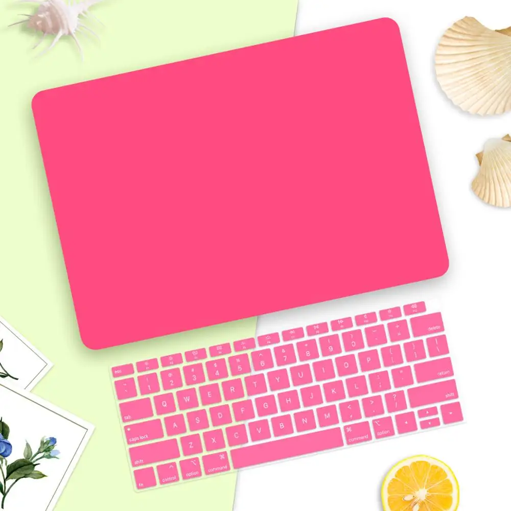 Цветной чехол для Macbook Air 13 Touch ID A1932 retina Pro 13 1" Touch bar A2159 A1989 A1990 A1708+ чехол для клавиатуры - Цвет: Rose red