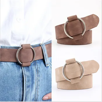 

2020 Genuine Quality Ladies Fashion Needle-free Metal Round Buckle Belt Jeans Wild Luxury Brand The Women Belt For