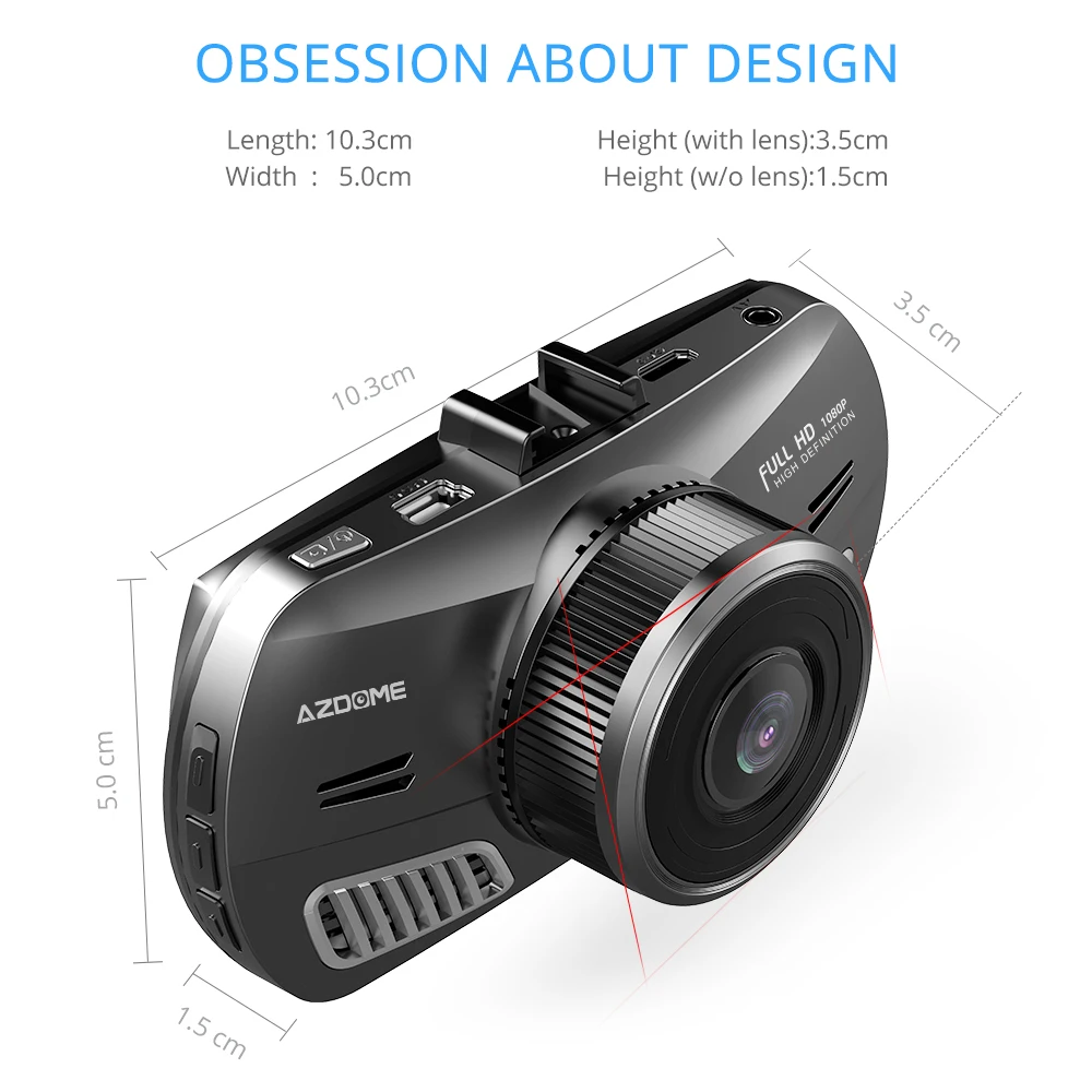 AZDOME M11 IPS экран мини видеорегистратор Full HD1080P Автомобильный ночное видение