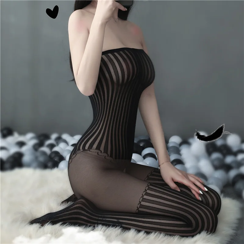Women Sexy Lingerie Women Lingerie Sexy Bodysuit Perspective Open Sexy Bodystockings Erotic Tube top Tights Transparent bobysuit teddy lingere