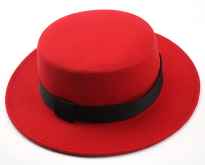 

kids fedora hats for boys girls solid color flat top with ribbon band belt winter hats autumn big brim formal black kids hat new