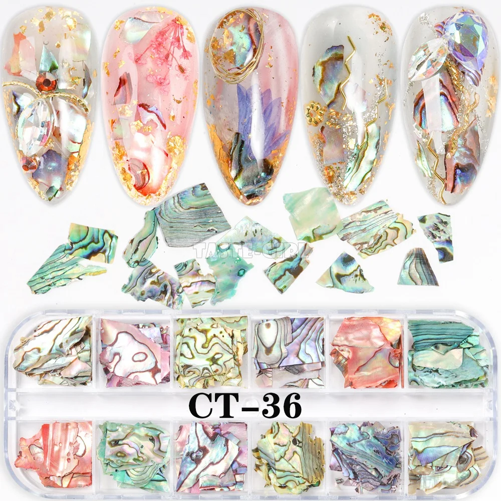 12 Grids/Set Irregular Color changing Abalone Slice Natural Sea Shell Stone Fragment Nail Art Paillette Decoration DIY Manicure|Rhinestones & Decorations| - AliExpress