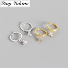 Ying vahine 925 пробы серебряные серьги-гвоздики с тремя маленькими цирконами для женщин