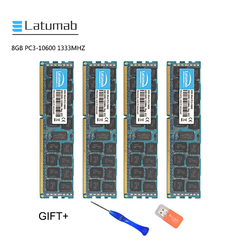 Latumab 8 Гб оперативной памяти, 16 Гб встроенной памяти, DDR3 1333 МГц PC3 10600 регистровая и ecc-память Серверная Память RAM память пк модуль памяти RAM 1 шт./2 шт./4 шт. высокое качество