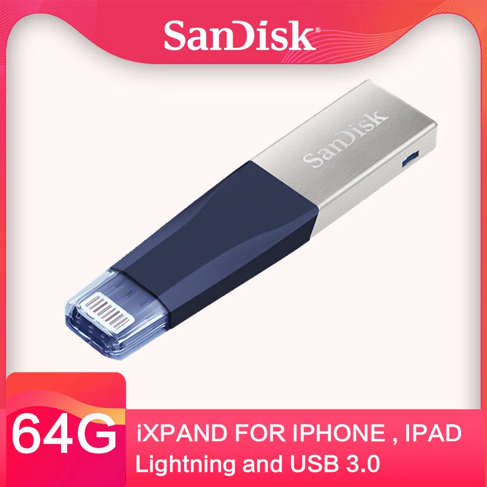 Флеш-накопители SanDisk 64 Гб 128 ГБ 256 ГБ USB флеш-накопитель 64 ГБ usb флеш-накопитель 3,0 двойной интерфейс для iPhone iPad APPLE MFi