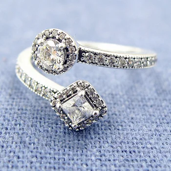 

Original 925 Sterling Silver Ring Abstract Elegance With Crystal Ring For Women Wedding Party Gift Fine Europe Jewelry