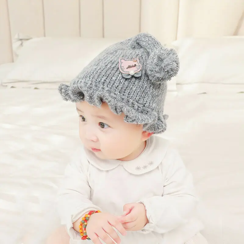 

2019 Children Baby Hat Autumn Winter Warm Soft Knitted Beanie Hat For Toddler Boy Girl Cap Newborn Photography Props 0-12 Months