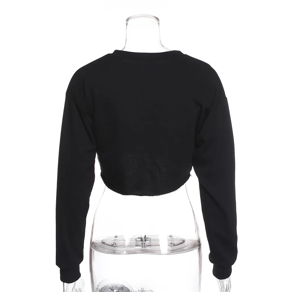 BOOFEENAA Kardashian принт черный сексуальный худи укороченный уличная мода пуловер толстовка с длинными рукавами женская осень C54-AA52