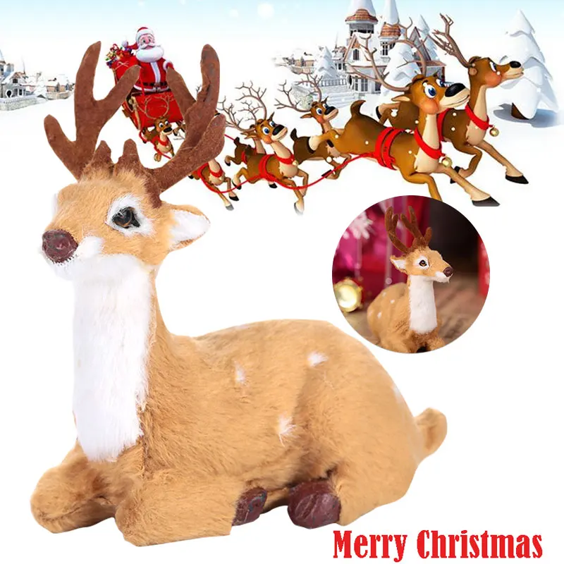 Мини рождественские олени лежачий олень украшения для газона искусственная