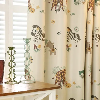 

Modern Fresh Cartoon Children's Room Blackout Curtains for Bedroom Thickening Curtains Window Screen Custom