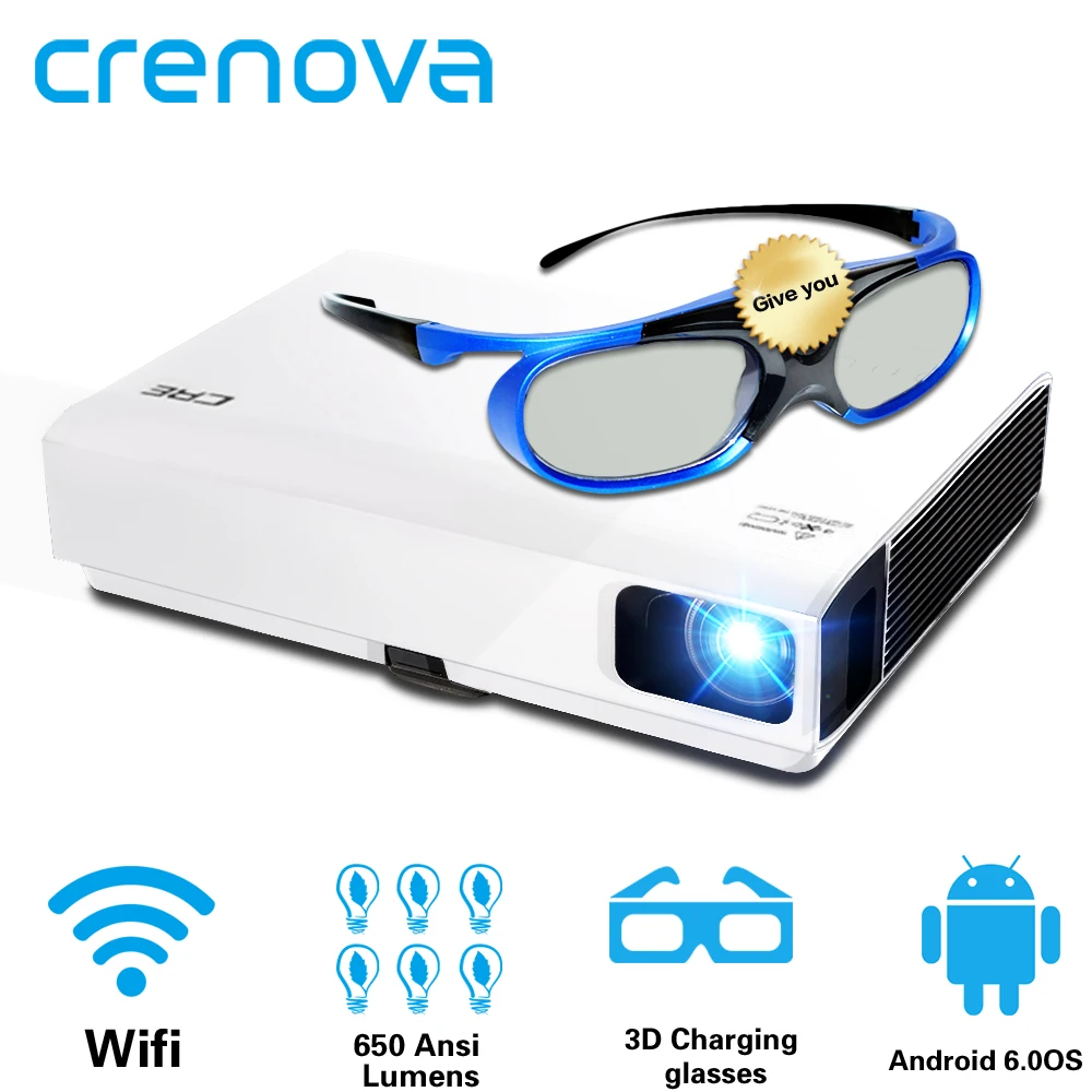 CRENOVA новейший лазер проектор для Full HD 1080 P домашний театральный фильм проектор Android DLP HD 720 P WI-FI мультимедийный проектор с технологией Bluetooth