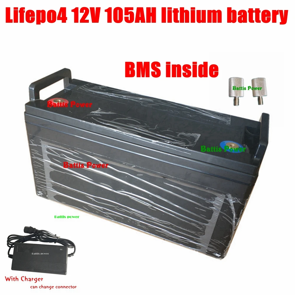Lifepo4 12V 105AH литиевая батарея 100A BMS 12,8 V для инвертора солнечной энергии инвертор автомобильный пусковой MPPT RV+ 10A зарядное устройство