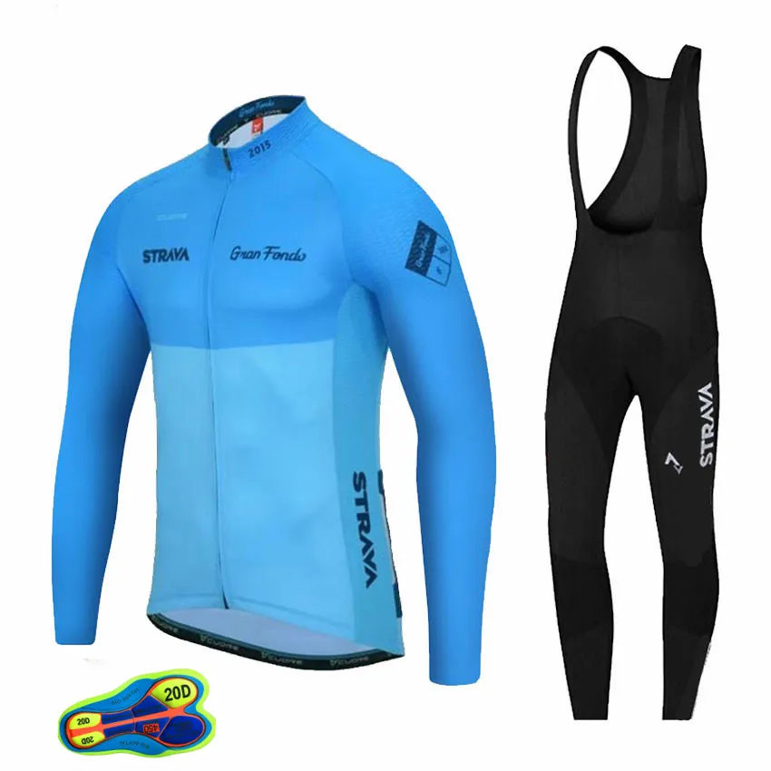 Long sleeve Suit 1 STRAVA осень с длинным рукавом Велоспорт Джерси костюм ropa ciclismo велосипедный костюм горный велосипед Джерси форма 20D - Цвет: Long sleeve Suit 1